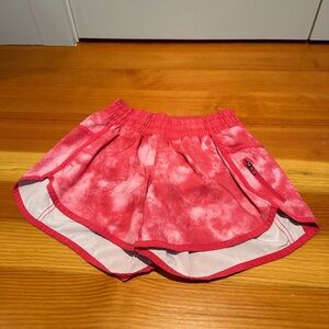 Pink and white tie dye lululemon running shorts